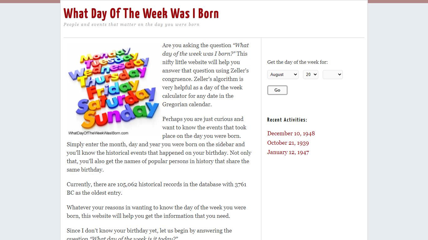 What Day Of The Week Was I Born